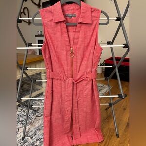 Sharagano Red Collared Midi Dress